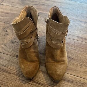 Franco Sarto Tan Suede Ankle Booties
